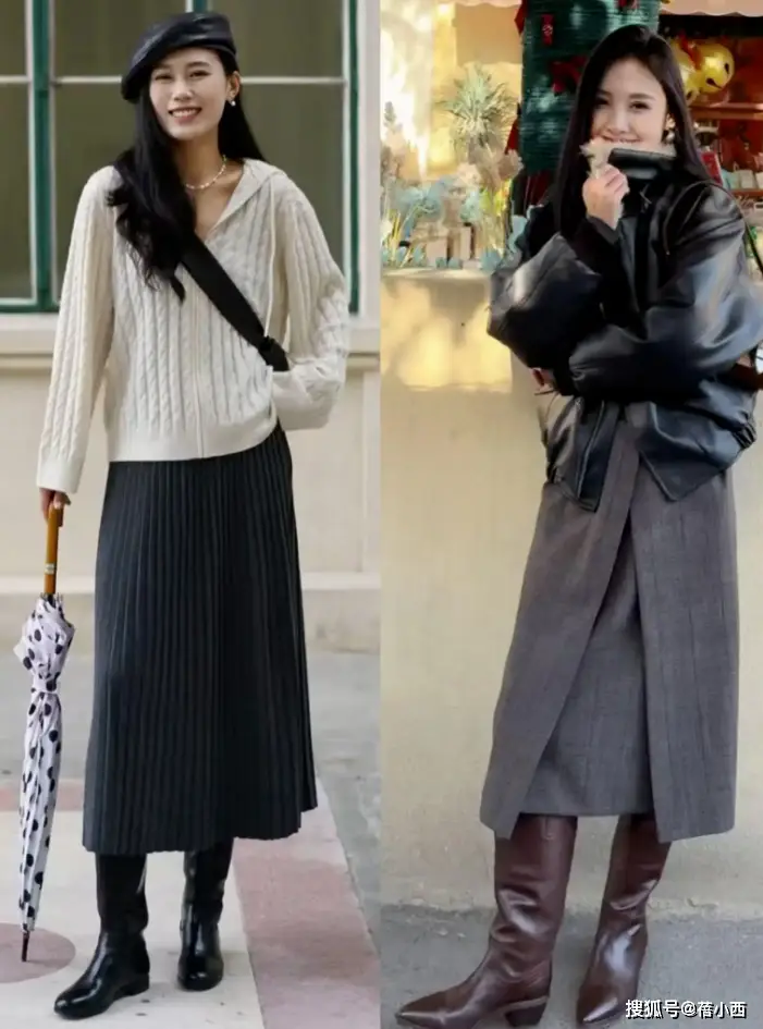 今年最火的穿法：叫“裙中靴”，這樣穿時髦又高階，適合30+女性