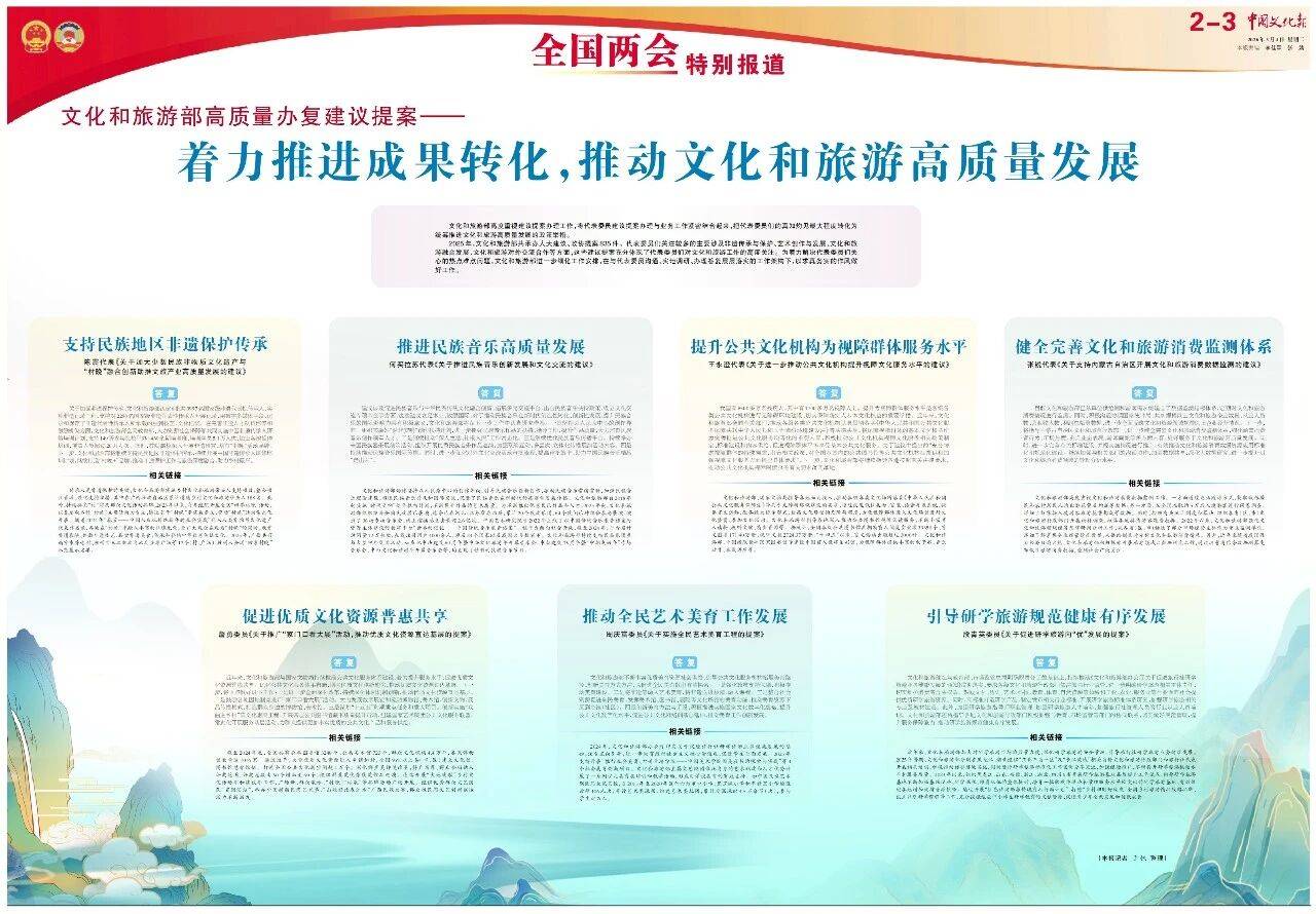 文化和旅遊部高質量辦復建議提案——著力推進成果轉化，推動文化和旅遊高質量發展