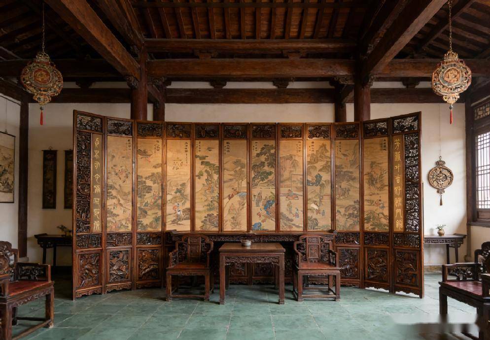 重器收藏，民國金絲楠木老圍屏，藏盡東方雅韻