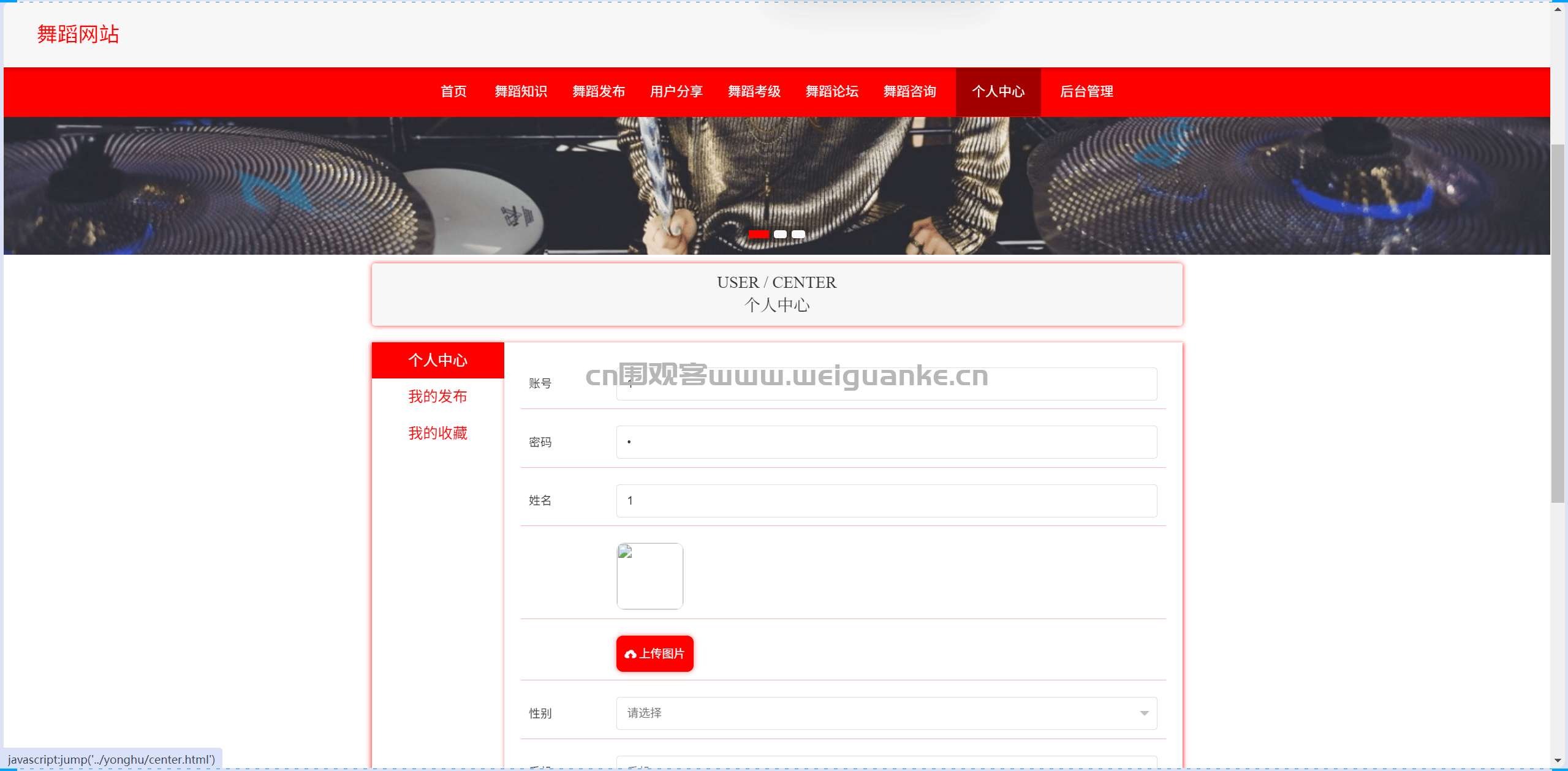 舞蹈網站系統-ssm